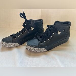 Keds Shoes Women's Size 11 US Black Mid Sneakers Leather Kicks Silver Glitter